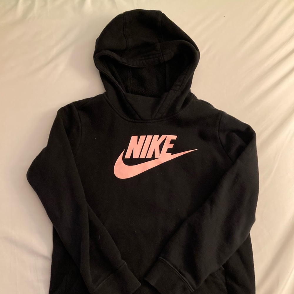 Nike Kids Black Hoodie Neon Logo